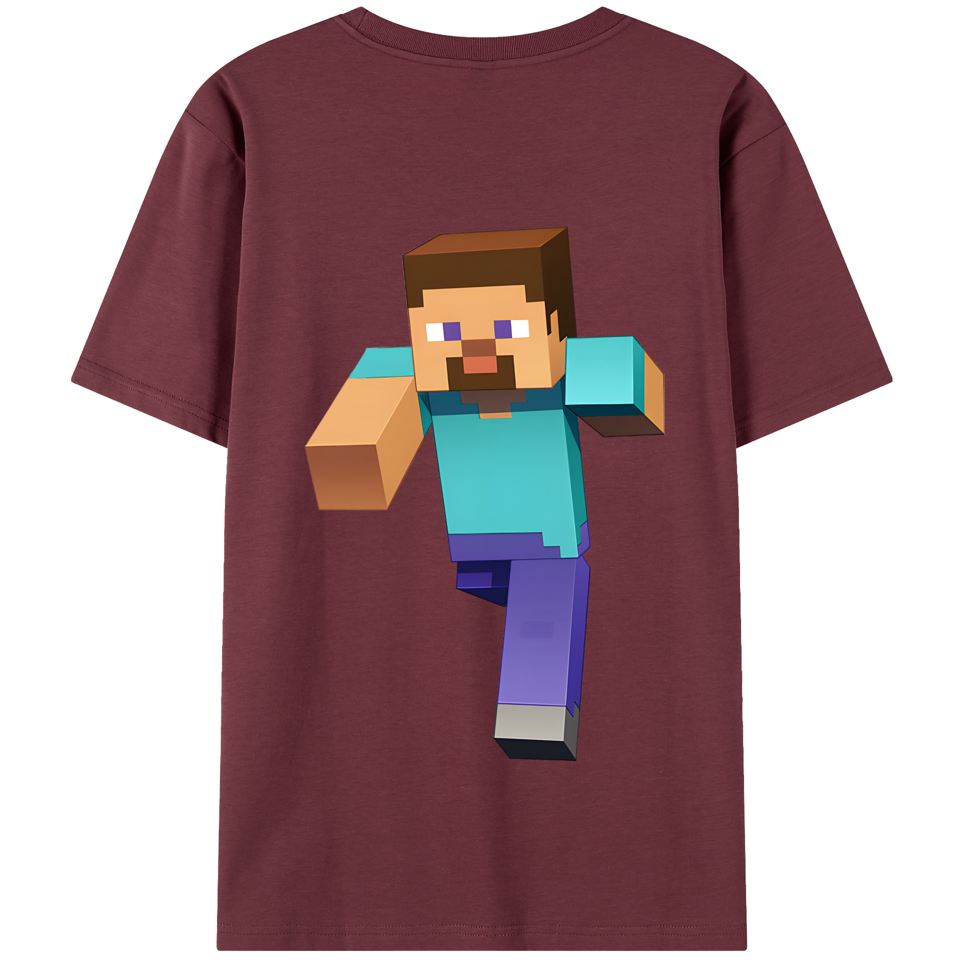 （画像用） マインクラフト ブロックの世界 Minecraft MC Block world 綿100％半袖Tシャツ（背面プリント）